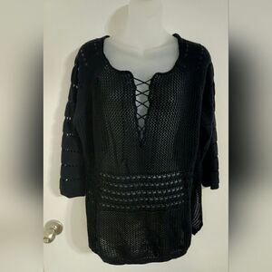 Cotton by Autumn Cashmere Hand crochet  sweater Sz M